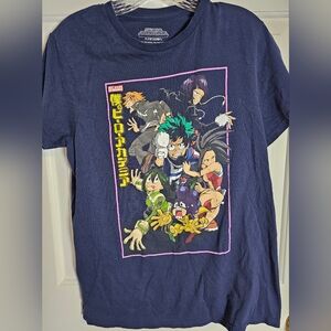 My Hero Academia Action Shot Crew Neck Tee Size M Blue